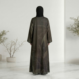 Premium Ocean Silk Open Front Modest Floor Length Abaya Cardigan Muslim Women's Fashion Coat <b>for</b> Ramadan Nightclub - Product Image 1