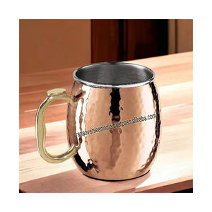 Top Vente Martelé En Acier Inoxydable Moscou Mule Tasses Cuivre Plaqué Avec Poignée Pour La Maison Hôtel Bar Restaurant Partie - Product Image 1
