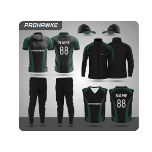 ชุดคริกเก็ตทำจากอินเดียสำหรับเด็กชายผู้ใหญ่พร้อมชื่อทีมแบบโปรฮอว์กออกแบบได้ตามต้องการ - Product Image 1