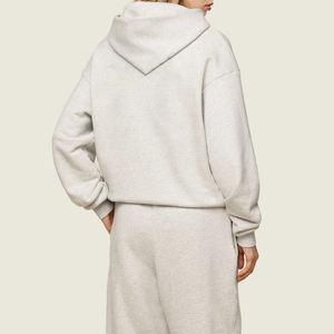 ชุดวอร์มผ้าฝ้าย100% สำหรับผู้หญิงชุดวอร์ม2ชิ้นแบบสวมหัวสีเทา300GSM แบบกำหนดเอง - Product Image 6