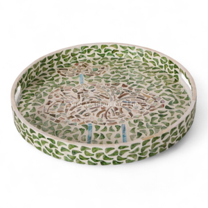 Plateau de service artisanal en nacre, incrustation de coquillages décorative, écologique, Vietnam, pour la maison et la table - Product Image 1