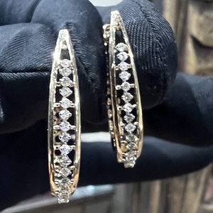 IGI GIA Certificado 14K 18K Oro sólido Diamante natural real Corte brillante redondo Pendientes de mujer Bali BIS Hallmarked Hoops - Product Image 2