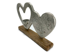 Portavelas con forma de corazón para decoración del hogar Base de madera - Product Image 5