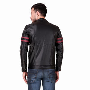 Vestes en cuir de motard d'extérieur les plus vendues en cuir véritable à col montant zippé vestes en cuir de motard élégantes - Product Image 2