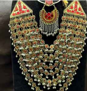 Juego de Joyería Afgana de Acero Inoxidable Personalizado de Alta Calidad, Collar Largo Hecho a Mano para Novias, Ideal para Bodas - Product Image 5