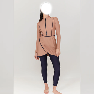 Customize Muslim Swimwear Islamic Women Modest Hijab Plus Size 2-Piece Front Print Full Coverage Female Swimsuit - Product Image 2