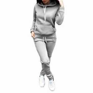 Meilleur survêtement en éponge française Femme Impression bouffante Sweat à capuche respirant zippé et pantalon de survêtement Ensemble Survêtement pour femmes - Product Image 3