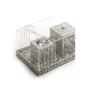 Plateau rond en nacre de luxe fabriqué à la main plateau de service décoratif pour la maison haut de gamme pour la cuisine ou les cadeaux - Product Image 2