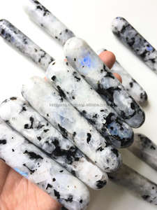 Baguette de massage en cristal naturel flashy arc-en-ciel pierre de lune baguette de massage en cristal lisse baguette de massage en pierre de lune YONI Dildos - Product Image 2