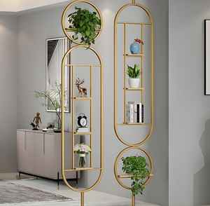 Paravent suspendu à 2 panneaux |   Étagères murales intégrées en fer doré modernes |   Décoration intérieure durable et facile à installer - Product Image 5