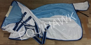 ผ้าห่มม้าสองสีสำหรับฤดูร้อนของอินเดียพร้อมพรมตาข่ายแบบไขว้และปิดหน้าอกสองชั้นด้วยขนสัตว์ที่คอ - Product Image 2