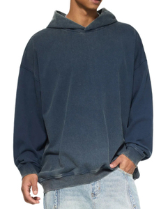Sweat à capuche oversize pour homme, 100% coton, lavé, à manches longues, hiver, ODM, uni, streetwear décontracté, polaire 330g - Product Image 3