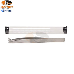Pince à épiler pour extensions de cils Jackbilly JB-092, type L, volume, 11,5 cm, pointe de 8 mm, acier inoxydable, prise en main parfaite, manche uni, mat - Product Image 5