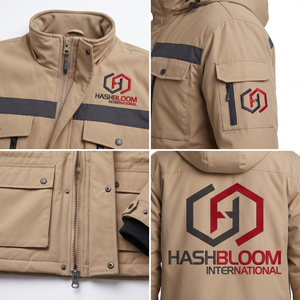 Parka utilitaire d'hiver pour hommes, veste de sécurité extérieure à capuche, uniforme de garde, multi-poches, en polycoton robuste, personnalisable OEM - Product Image 4