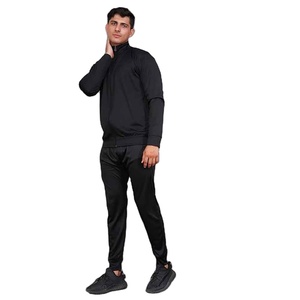 Vente en gros de survêtements d'entraînement à manches longues de haute qualité survêtements à fermeture éclair avec col noir pour hommes - Product Image 1