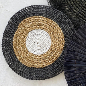 ชุดหญ้าทะเลแขวนผนังสไตล์โบโฮผสม,เสื่อทรงกลมสำหรับแขวนผนังตกแต่งบ้านจากเวียดนาม5ชิ้น - Product Image 4