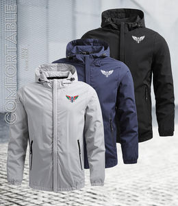 Veste à capuche noire pour homme avec poches zippées Vêtements d'extérieur coupe-vent légers et décontractés pour le printemps et l'automne Lavable en machine 2026 - Product Image 4