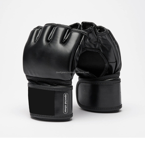 Premium Leather MMA Boxing Gloves Custom Made Breathable Non-Slip Adjustable Wrist Strap Half Finger/Fingerless Gloves - Product Image 1