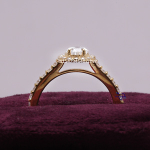 Nuevo anillo de solitario de diseñador adornado con pera cultivada en laboratorio y Diamante redondo de corte brillante en plata de ley 925 para mujer - Product Image 6