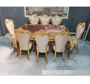 Royal hecho a mano muebles para el hogar Juego de mesa de comedor Grand Mansions juego de mesa de comedor oro pulido 8 plazas muebles de comedor - Product Image 1