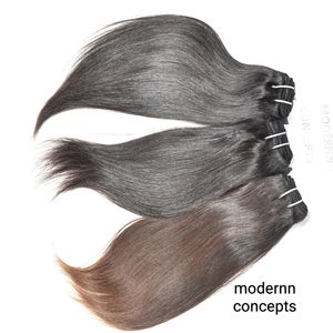 Vente en gros 100% paquets droits de couleur brune naturelle brute extensions de cheveux humains indiens Temple non transformés avec style de vague naturelle - Product Image 5