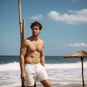 Pantalones cortos de playa impermeables para hombre, pantalones cortos de playa de verano con cintura alta y cordón para hombre, pantalones cortos de playa para nadar en primavera para hombre - Product Image 3