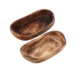 Nouveaux bols de service ronds en bois écologiques, finition naturelle, pour la maison et la table de mariage, collations, service de restauration - Product Image 2