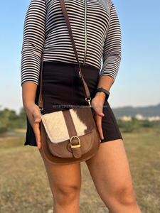 Nouveau Style occidental cheveux sur cacher fourrure cuir sacs à bandoulière haute qualité à la mode véritable fourrure de vachette cuir fronde côté sac à main - Product Image 2