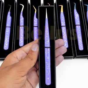 Pinzas Ergonómicas con Punta de Fibra para Pestañas, Curvadas y Puntiagudas, Herramientas para Extensión de Pestañas para Profesionales, Venta al Por Mayor - Product Image 2