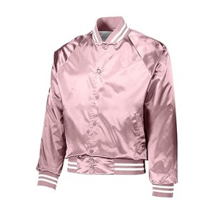 Chaqueta Bomber de Poliéster, Sólida, con Cierre Completo, Estilo Urbano, Informal, Tejida, Transpirable, Impermeable, Satinada, Lisa, Teñida, de Otoño, de Alta Calidad - Product Image 4