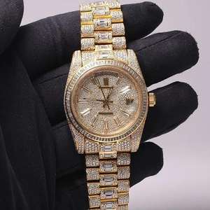 41MM Luxe Glacé Moissanite Diamant Boîtier Rond Forme Montre Homme Buste Vers Le Bas Style Hip Hop Montre Unisexe Bijoux De Mode - Product Image 4