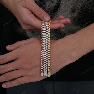 สร้อยข้อมือเพชรโมอิสขนาด8นิ้ว6มม. สีเงิน925ทึบสร้อยข้อมือไมอามี่คิวบาพร้อมชุดง่ามเครื่องประดับคิวบาสำหรับปาร์ตี้ - Product Image 1