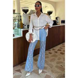 Pantalones de Cintura Alta con Corte Acampanado, Transpirables, Forrados y con Encaje-0081 - Product Image 1