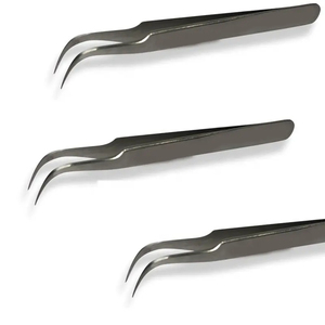 Pince à cils volume vente en gros pince à épiler professionnelle en acier inoxydable incurvée en L pointes inclinées volume d'extension de cils pince à épiler à 90 degrés - Product Image 6