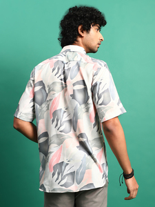 เสื้อเชิ้ตแขนสั้นผู้ชายลายพิมพ์ลำลองสำหรับฤดูร้อน ผ้าฝ้าย คอปกพับได้ ระบายอากาศ แห้งเร็ว เป็นมิตรกับสิ่งแวดล้อม ย้อมสีแบบ Garment Dyed ผ้าถัก - Product Image 3