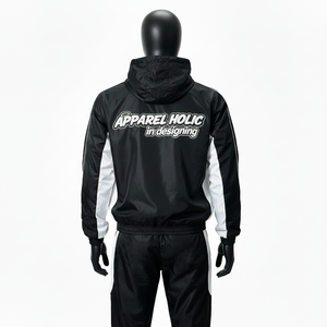 Custom Nylon Sweat Suit <b>Zip</b> <b>up</b> <b>Jacket</b> Pants Set Casual Lightweight Patchwork Nylon Mens Windbreaker Streetwear Tracksuit for Men - Product Image 3