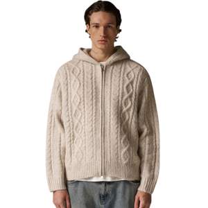 Sweat à capuche zippé en tricot torsadé, couleur pierre, doux et chaud, avec capuche réglable, idéal pour un usage décontracté - Product Image 6