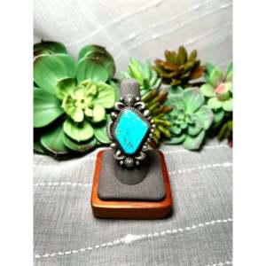 Bague Albert Jake en turquoise Kingman de haute qualité et argent sterling avec sertissage clos, taille 8, pour usage quotidien - Product Image 1