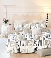Parure de lit de luxe 3 pièces en microfibre tissée 100 % biologique, 100 fils/cm², taille King, drap-housse doux et rafraîchissant, imprimé moderne, garnissage en polyester