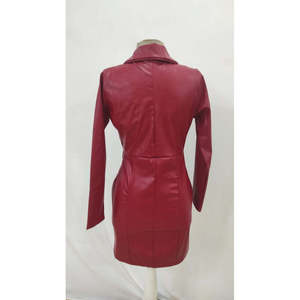Robe en cuir mini à col et manches longues pour femme, 29174 - Bourgogne - Product Image 6