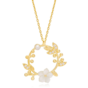 Collier avec pendentif rond à fleurs, fait à la main, en argent Sterling 925, Collection d'été, vente en gros, offre spéciale - Product Image 1