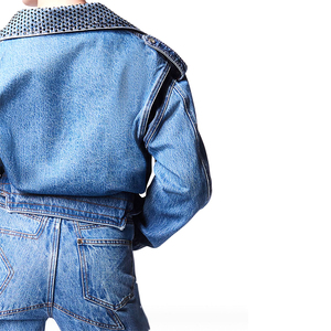 Veste en jean pour femme Vêtements décontractés pour femme Veste d'automne en jean boutonnée Crop Oversize Denim Jacket personnalisé OEM - Product Image 4