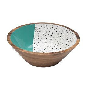 Eco-friendly Handicraft Mango <b>Wood</b> <b>Salad</b> <b>Bowl</b> Enamel Print Classic Style Custom Size for Serving Wholesale From Vietnam Factory - Product Image 3
