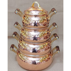 100%, suministro al por mayor, olla caliente de cobre hecha a mano con 4 juegos para uso doméstico y de oficina para exportación mundial - Product Image 3