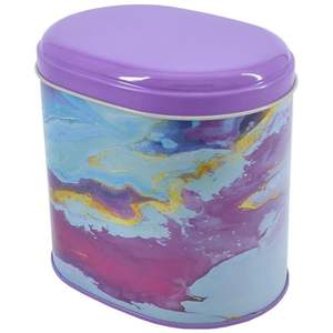 Cajas de hojalata de metal con textura de mármol rosa y dorado ovaladas de 1.4L Diseño único de 140x120x130mm Cajas de metal de diseño único - Product Image 1