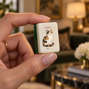 Jeu <span class=keywords><strong>de</strong></span> Mahjong Américain pour Chat, 160 Tuiles 25x36mm en Acrylique, Motif Boule <span class=keywords><strong>de</strong></span> Fil et Arête <span class=keywords><strong>de</strong></span> Poisson, Idéal pour les Amoureux des Chats, Cadeau pour les Soirées - Product Image 1