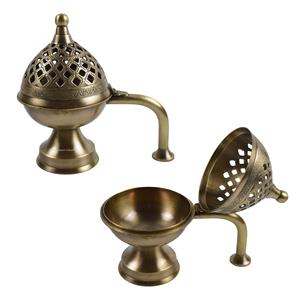 Brûleur d'encens à bobine porte-encens en laiton doré antique pour décor de table Beau design réglable Brûleur Oud Bukhoor - Product Image 5