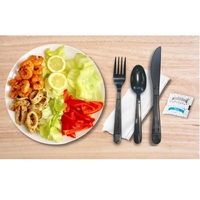 Haute Qualité Film Enveloppé En Plastique Cuillère Serviette En Plastique Vaisselle Robuste KITS Couverts Ensemble Pack Avec Couteau Fourchette