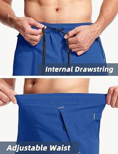 Pantalones cortos de entrenamiento de secado rápido de malla transpirable con logotipo personalizado para hombre, pantalones cortos de entrenamiento de gimnasio con cintura elástica y patrón sólido - Product Image 2