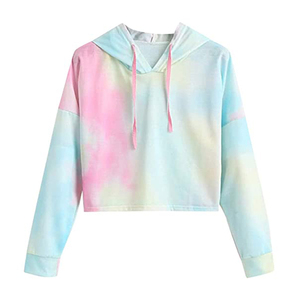 Top corto de manga larga de algodón 100% de alta calidad para mujer, Sudadera con capucha para ropa relajante, sudaderas informales lisas con hombros estampadas - Product Image 2